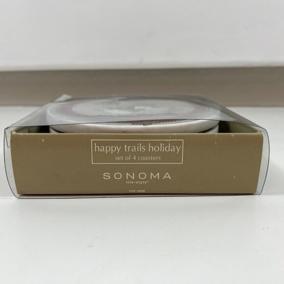 Sonoma Life+Style Happy Trails Holiday Set Of 4 Coasters Snowman Cowboy 4.25" - Picture 2 of 10